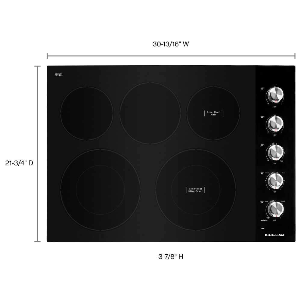 KitchenAid 2-Piece Kitchen Package with PrintShield Stainless Steel 30" Smart Electric Single Wall Oven and Black 30" Electric Cooktop, , large