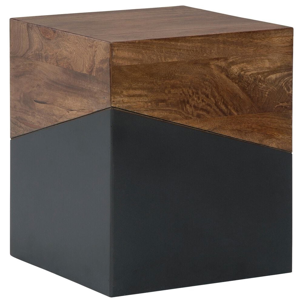 Ashley Trailbend Cube Accent Table in Brown and Gunmetal, , large