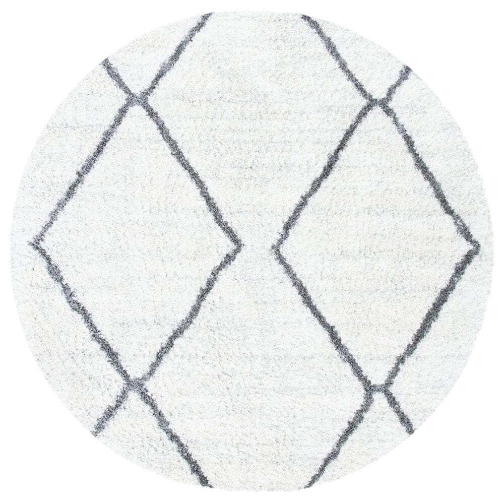 Safavieh August Shag 6"7" Round Ivory and Grey Area Rug, , large