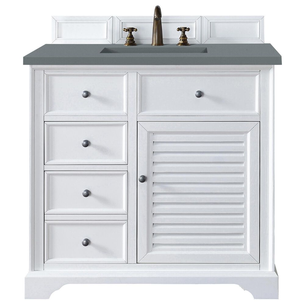 James Martin Savannah 36" Single Bathroom Vanity in Bright White with 3