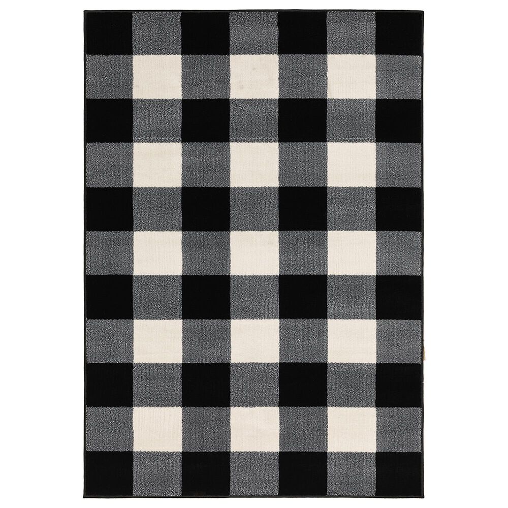 Oriental Weavers Georgia Geometric 678D0 9"10" x 12"10" Black Area Rug, , large