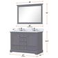 Lexora Home Dukes 48" Double Bathroom Vanity in Dark Grey with 2 cm White Quartz Top and Rectangular Sinks, , large
