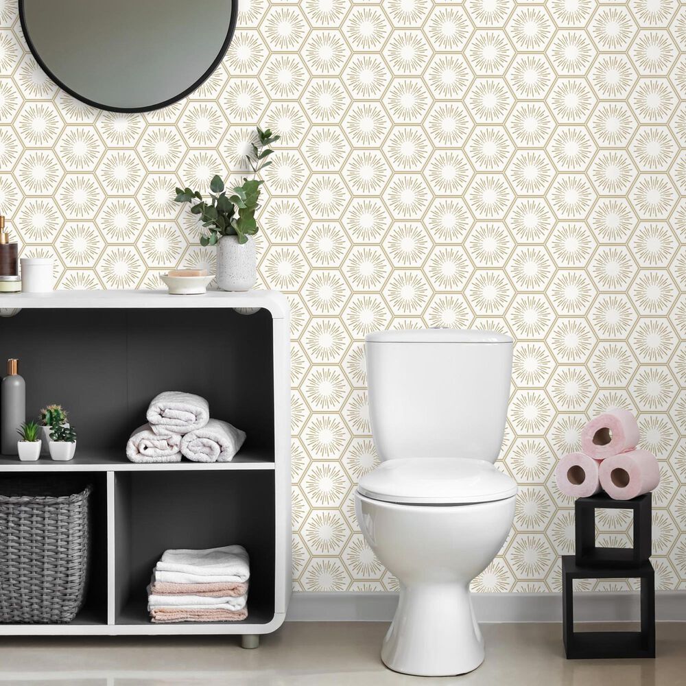 Tempaper Hello Sunshine 198&quot; x 20.5&quot; Peel and Stick Wallpaper in Sunset Gold, , large