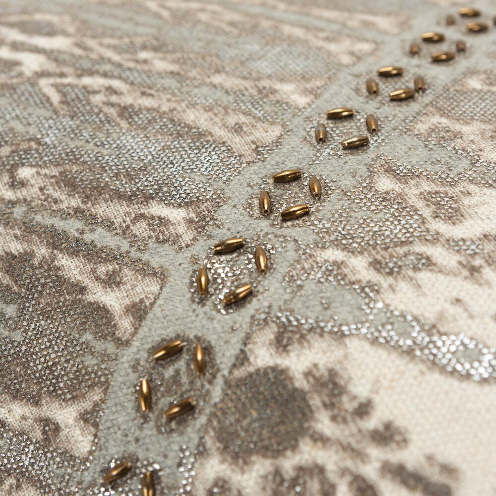 Rizzy Home Abstract 14&quot; x 26&quot; Down Filled Pillow in Natural and Silver, , large