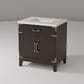 Lexora Home Laurel 30" Single Bathroom Vanity in Black Oak with White Quartz Top and Rectangular Sink, , large