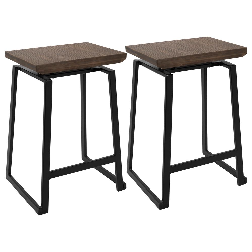 Lumisource Geo Counter Stool in Brown /Black (Set of 2), , large
