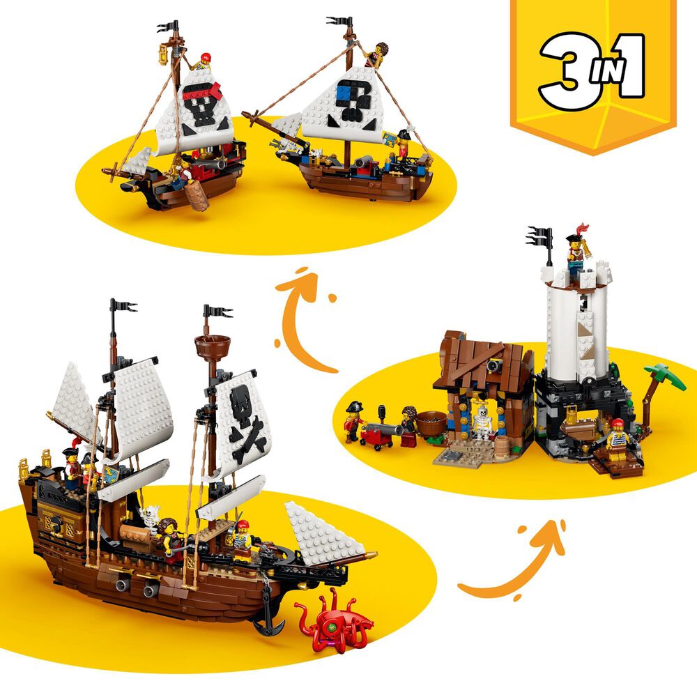 LEGO Creator Iconic Pirate Ship Building Set, , large