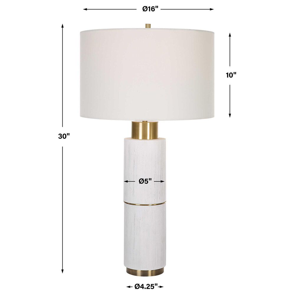 Uttermost Ruse Table Lamp in Whitewashed and Brushed Brass, , large