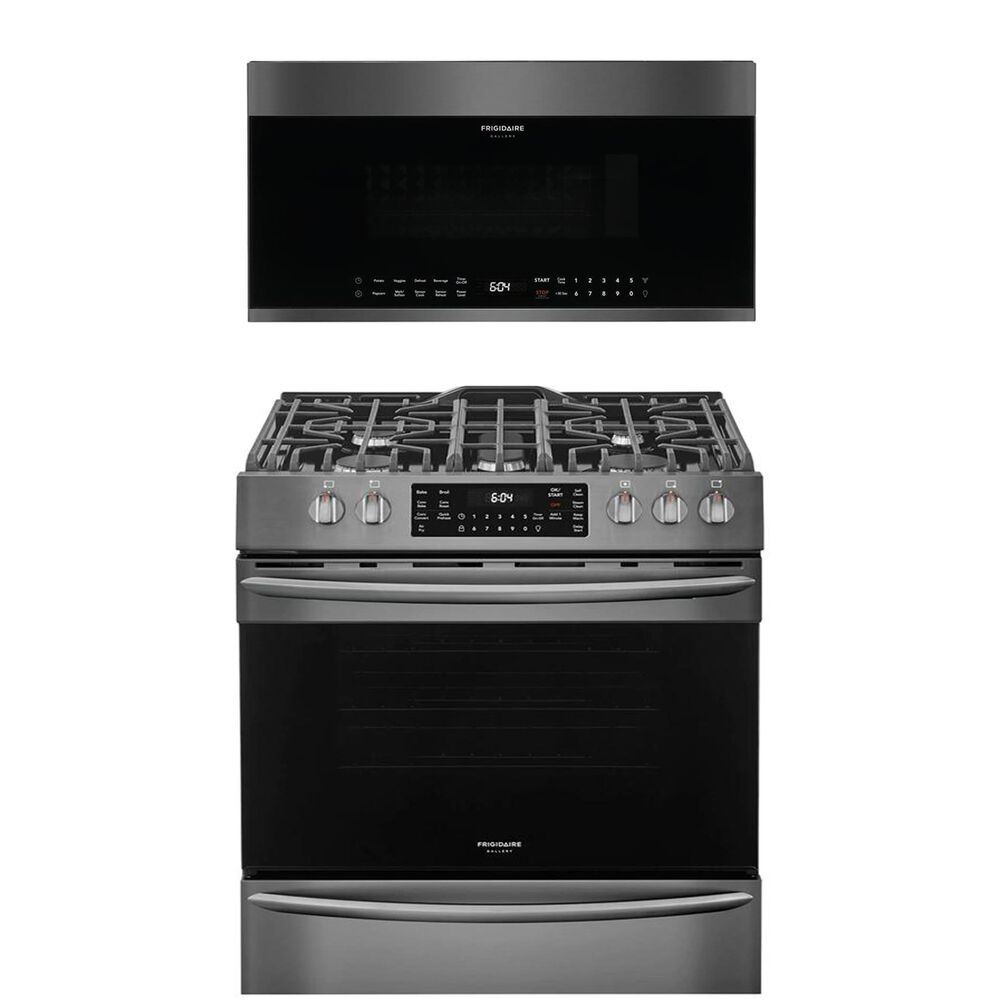 2-Piece Kitchen Package with 30"" Front Control Gas Range in Black Stainless Steel, , large