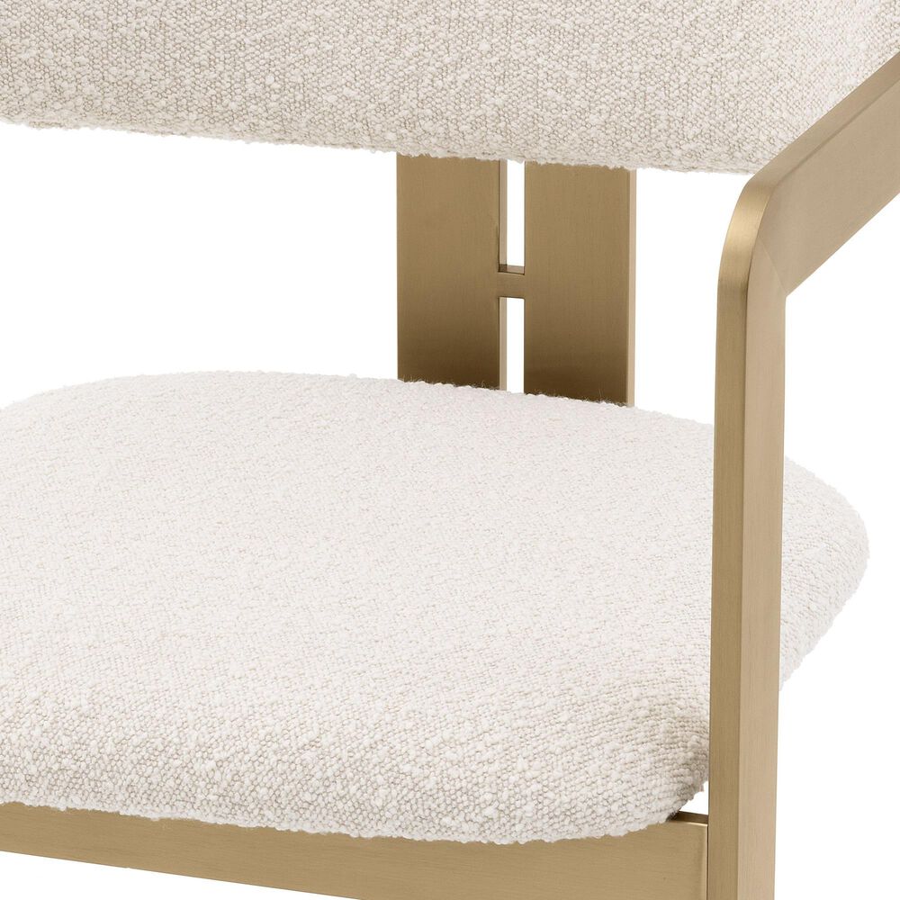 Eichholtz Donato Dining Chair with Boucle Cream Cushion in Brushed Brass, , large
