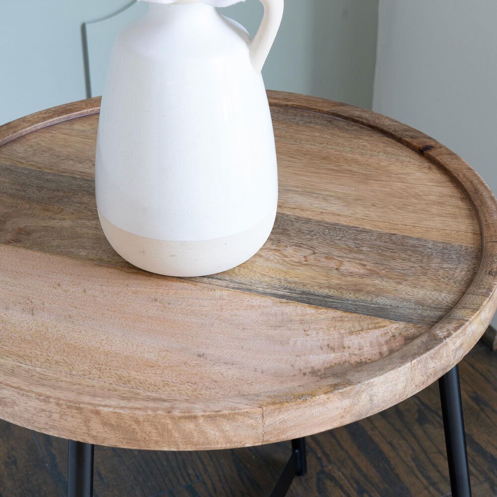 Linon Home Decor Evanston Side Table in Natural and Black, , large