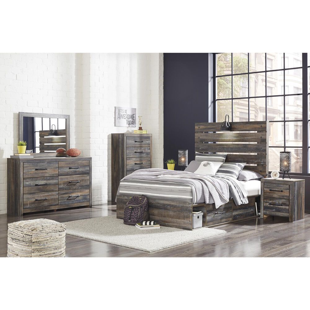 Ashley Drystan 5-Piece Full Storage Bedroom Set in Brown Rustic, Burnt Orange and Teal, , large