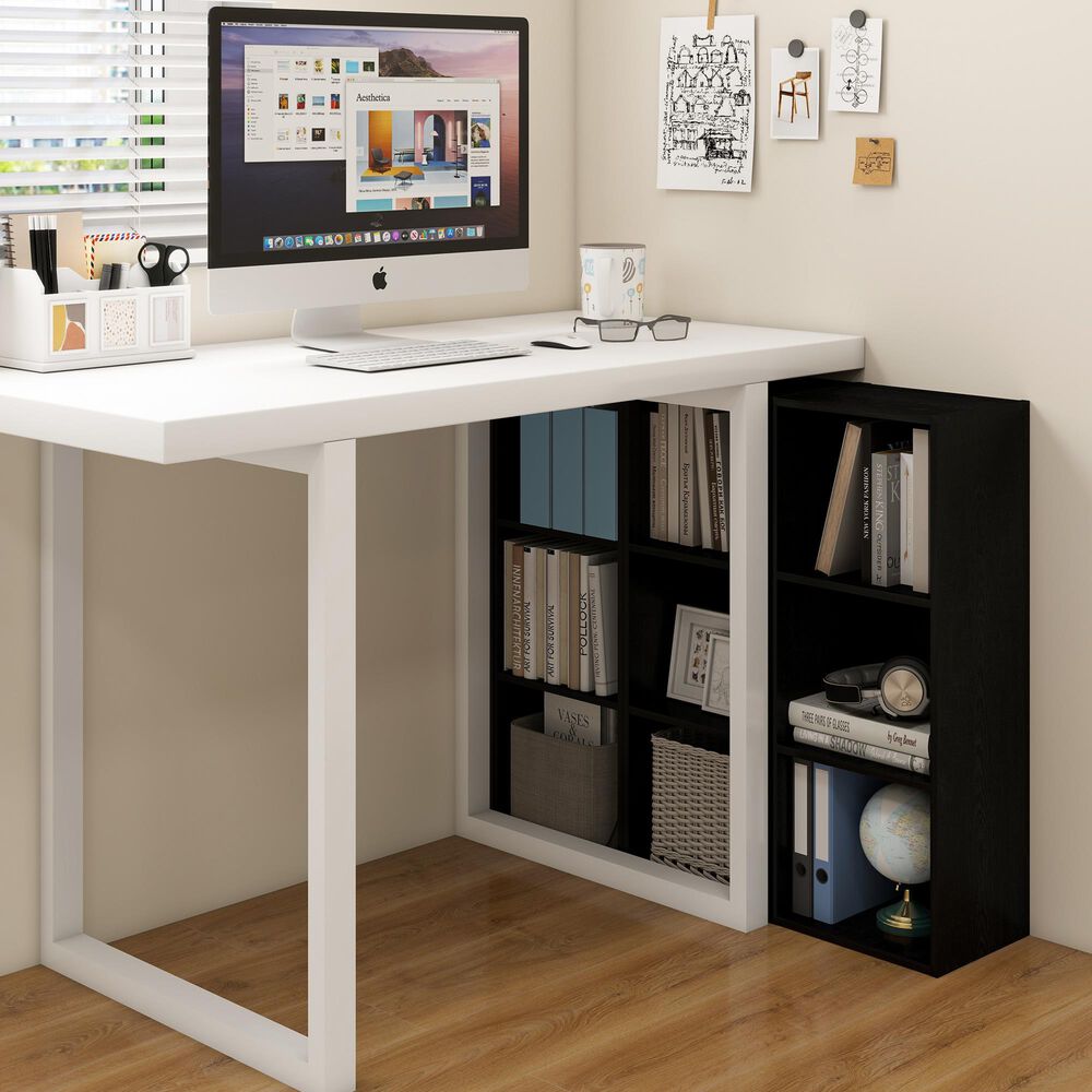 HOMLUX 3-Tier Bookcase with Decorative Open Shelves in Blackwood, , large