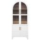 HOMLUX 71" Tall Arched Kitchen Pantry Cabinet with Door Shelves, Farmhouse Kitchen Storage Cabinet with Open & Adjustable Shelves, Hidden Drawer & Glass Door, Cupboard for Kitchen, Dining Room, White, , large