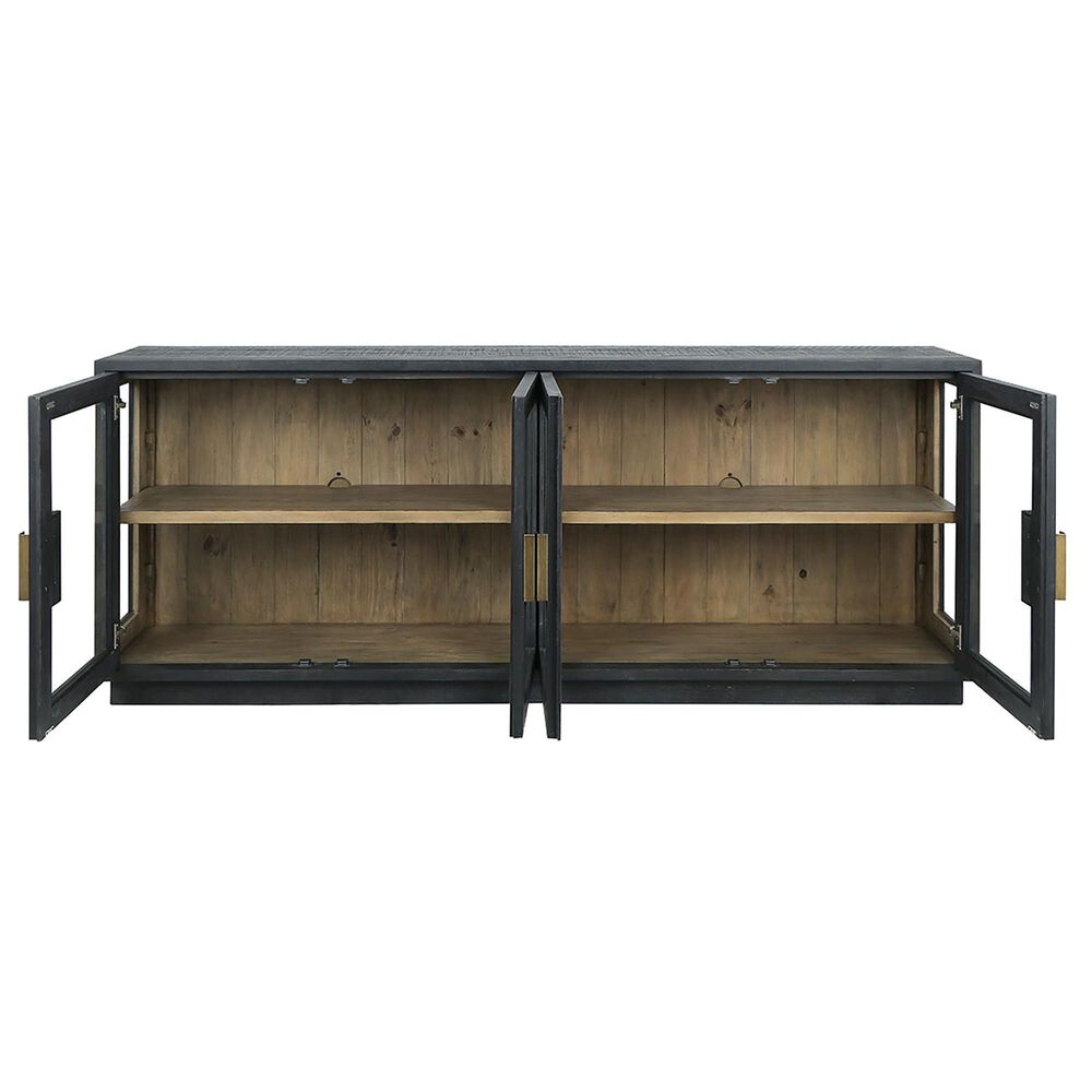 Classic Home Larson 4-Door Sideboard in Black and Clear, , large