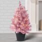The Gerson Company 2" Potted Artificial Christmas Tree with Warm White LED Lights in Pink, , large