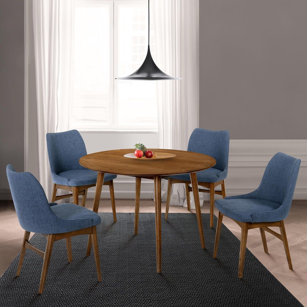 Blue River Arcadia and Azalea 5-Piece 42&quot; Dining Set with Blue Cushion in Walnut, , large