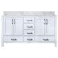 Lexora Home Jacques 60" Double Bathroom Vanity in White with 2 cm White Carrara Marble Top and Rectangular Sinks, , large