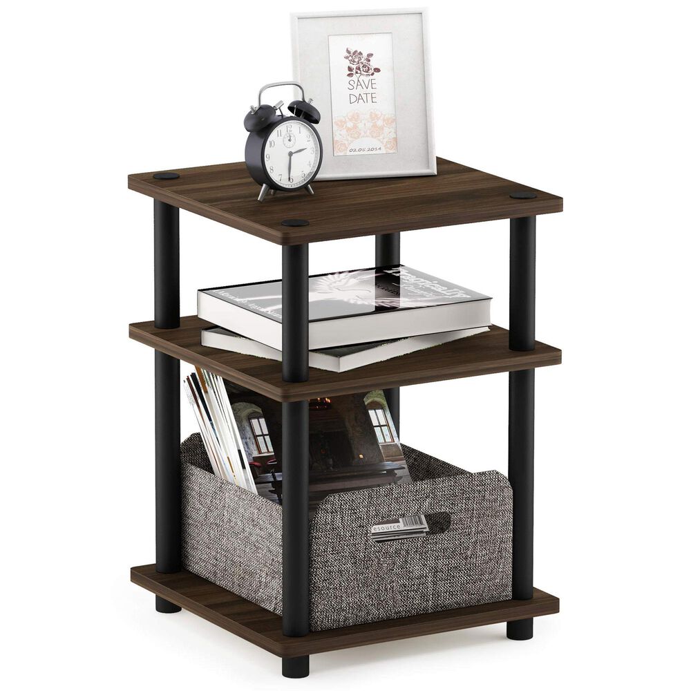 HOMLUX 3-Tier Side Table in Columbia Walnut and Black, , large