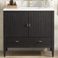 James Martin Vanities Myrrin 36" Vanity in Carbon Oak with Single Hole and 3 cm White Zeus Quartz Top & Backsplash, , large