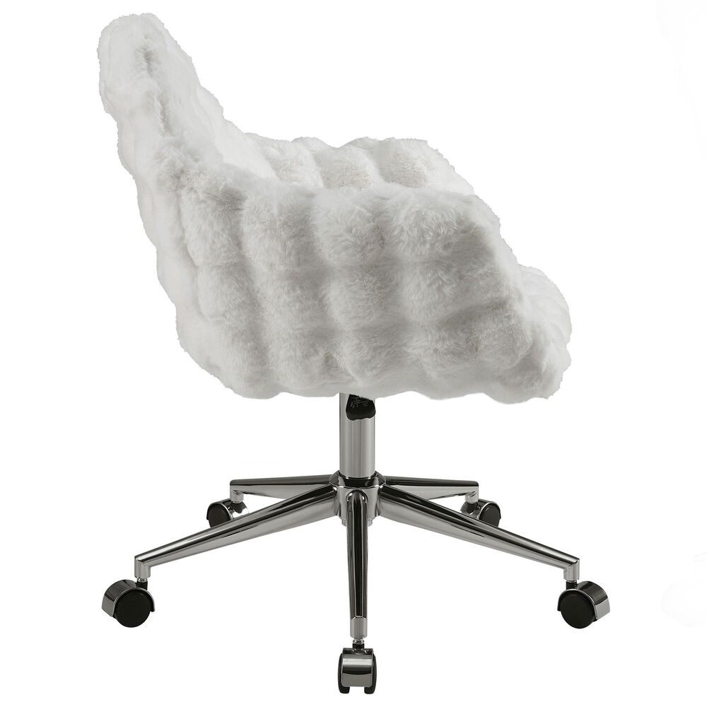 Linon Home Decor Fiona Office Chair with White Cloud Bubble Cushion in Silver, , large