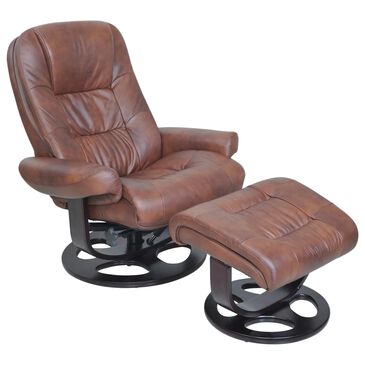 Barcalounger Jacque Pedestal Recliner and Ottoman in Whiskey, , large