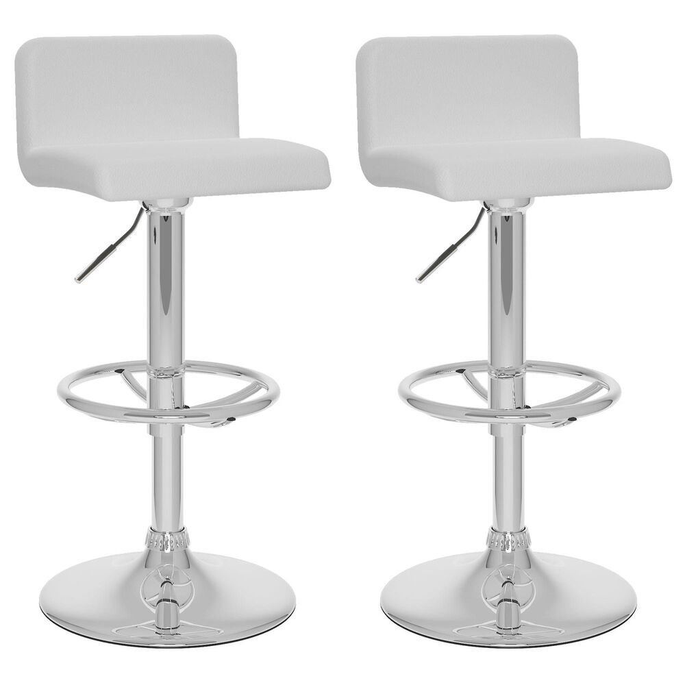 CorLiving Modern Adjustable Low Back Barstool with White Cushion (Set of 2), , large