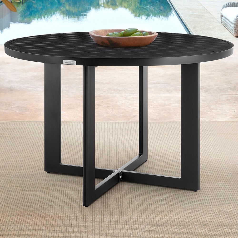 Blue River Cayman Outdoor Round Dining Table in Black - Table Only, , large