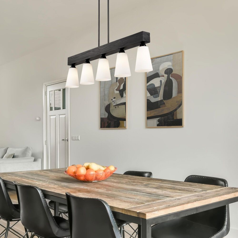 Golden Lighting Neela 5-Light Linear Pendant in Matte Black, , large