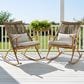 Hearth and Haven Outdoor Rocking Chair with PE Rattan Backrest in Gray (Set of 2), , large