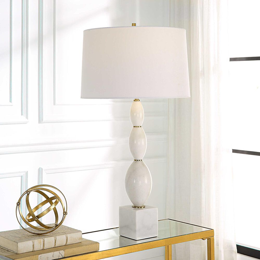Uttermost Regalia Table Lamp in Beaded White and Antique Brushed Brass, , large