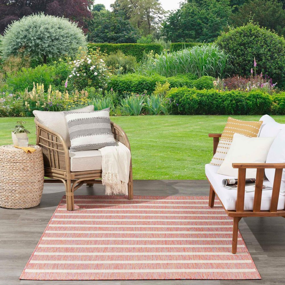 Nourison Positano POS03 Rainbow and Ivory 4&#39; x 6&#39; Indoor/Outdoor Area Rug, , large