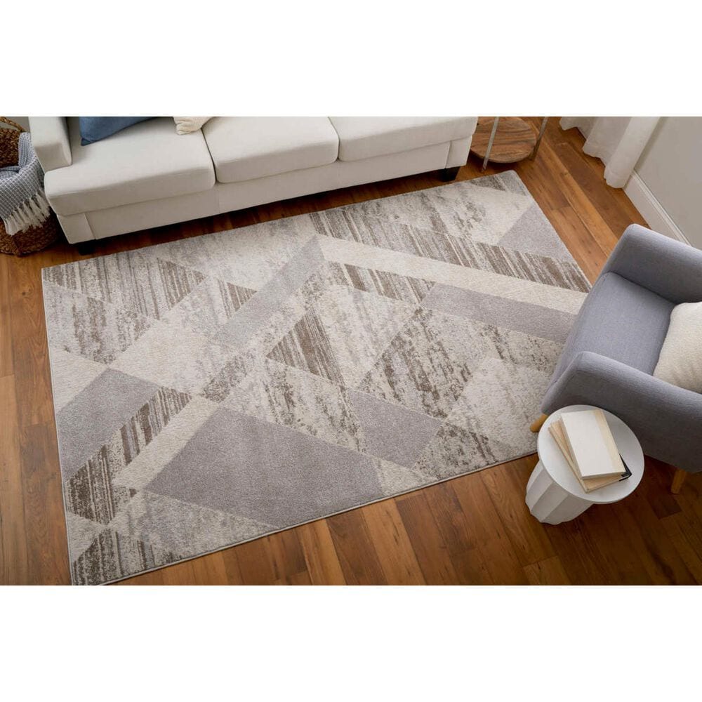 Feizy Vancouver Geometric 4&#39; x 6&#39; Beige and Brown Area Rug, , large