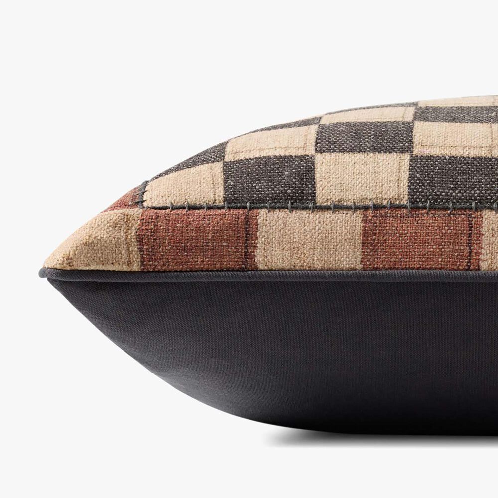 Loloi 22&quot; Square Checkered Throw Pillow in Black and Multicolor, , large