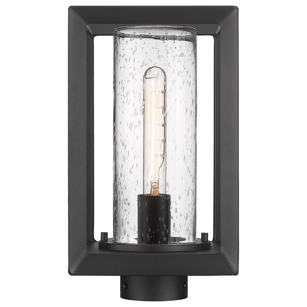 Golden Lighting Smyth 1-Light Outdoor Post Mount with Seeded Glass Shade in Natural Black, , large