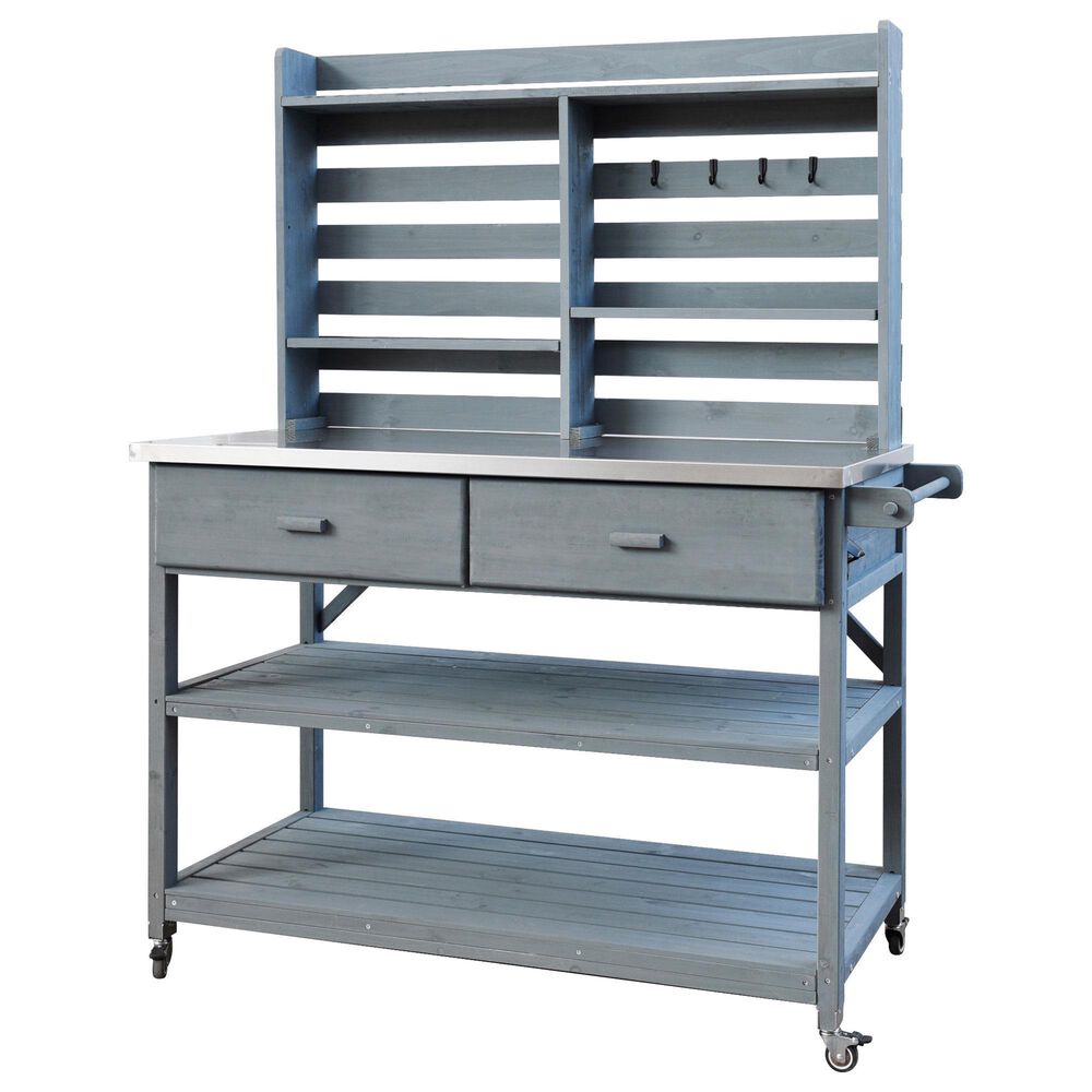 HOMLUX 65" Outdoor Potting Bench Table in Grey, , large