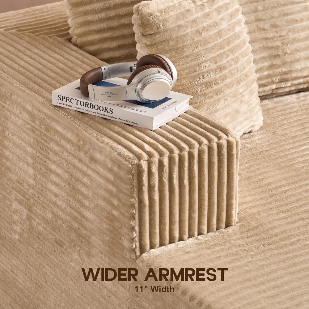 HOMLUX 134.6" Sectional Sofa with High Density Foam in Beige, , large