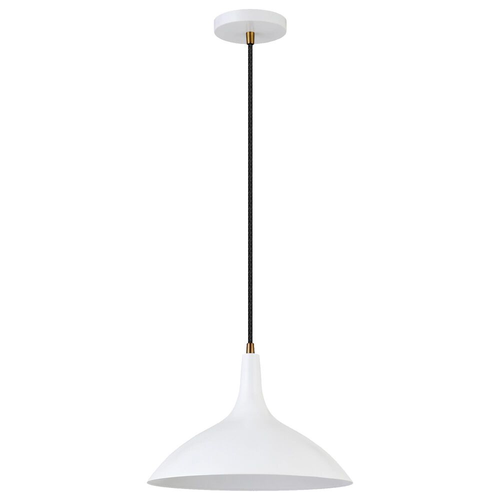 Hudson and Canal Barton Pendant in Matte White/Brass, , large