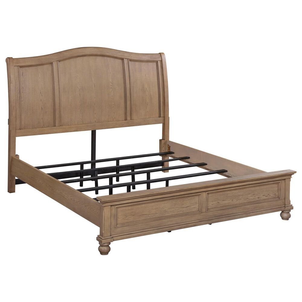 Riva Ridge Oxford King Sleigh Bed in Tan with USB Ports, , large
