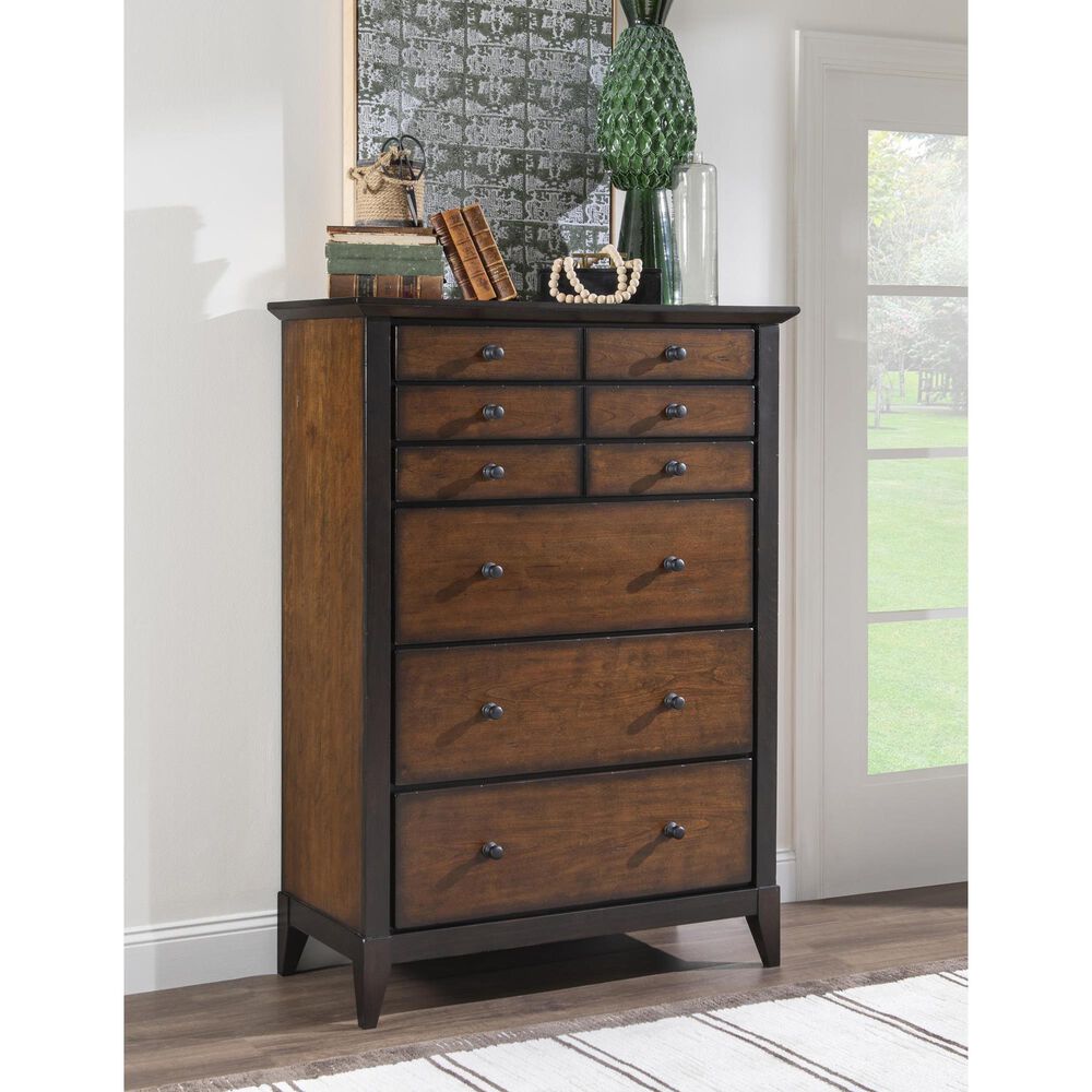 St Claire Home Fenmore 6-Drawer Chest in Mocha and Distressed Cherry, , large