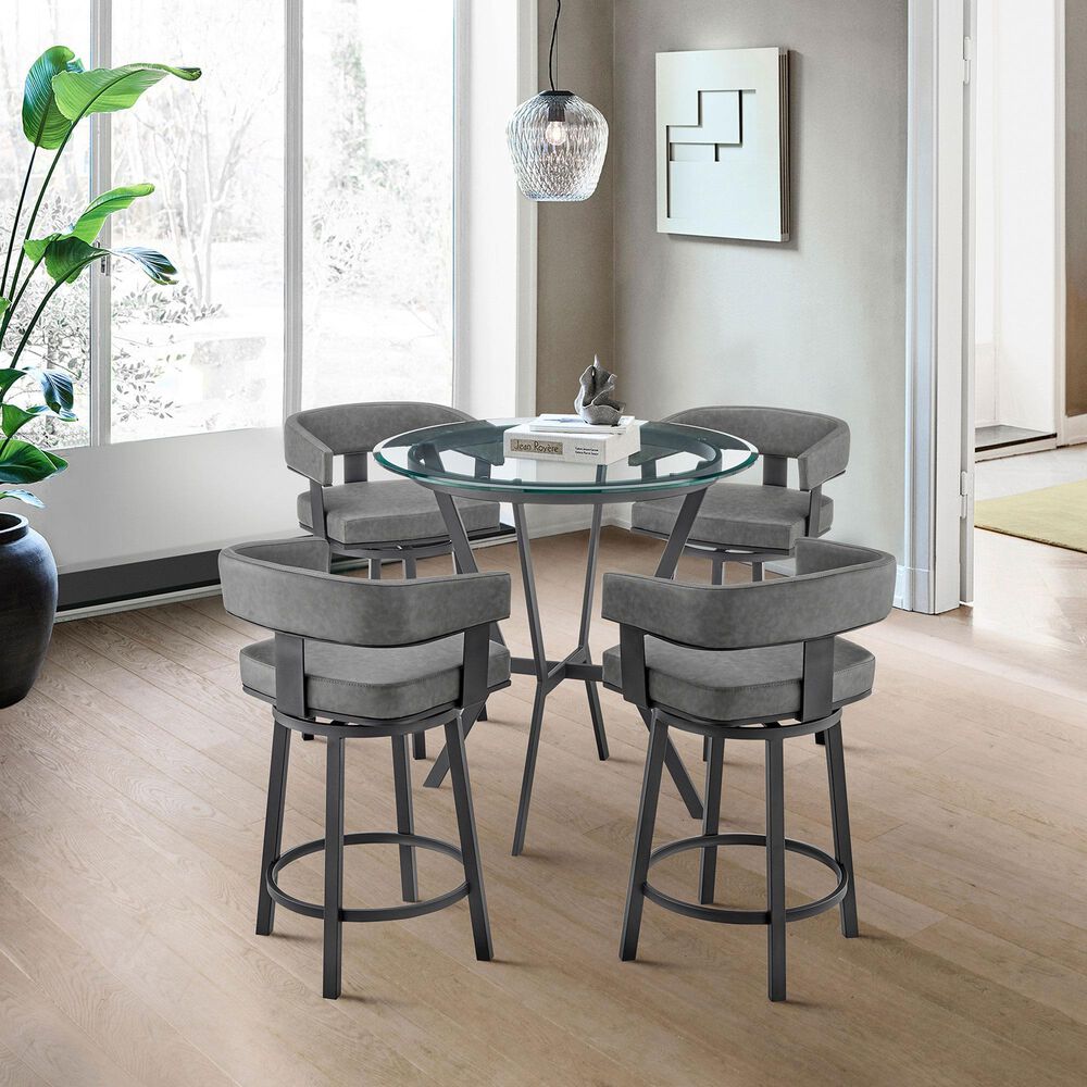 Blue River Naomi and Lorin 5-Piece Counter Height Dining Set in Matte Black, , large