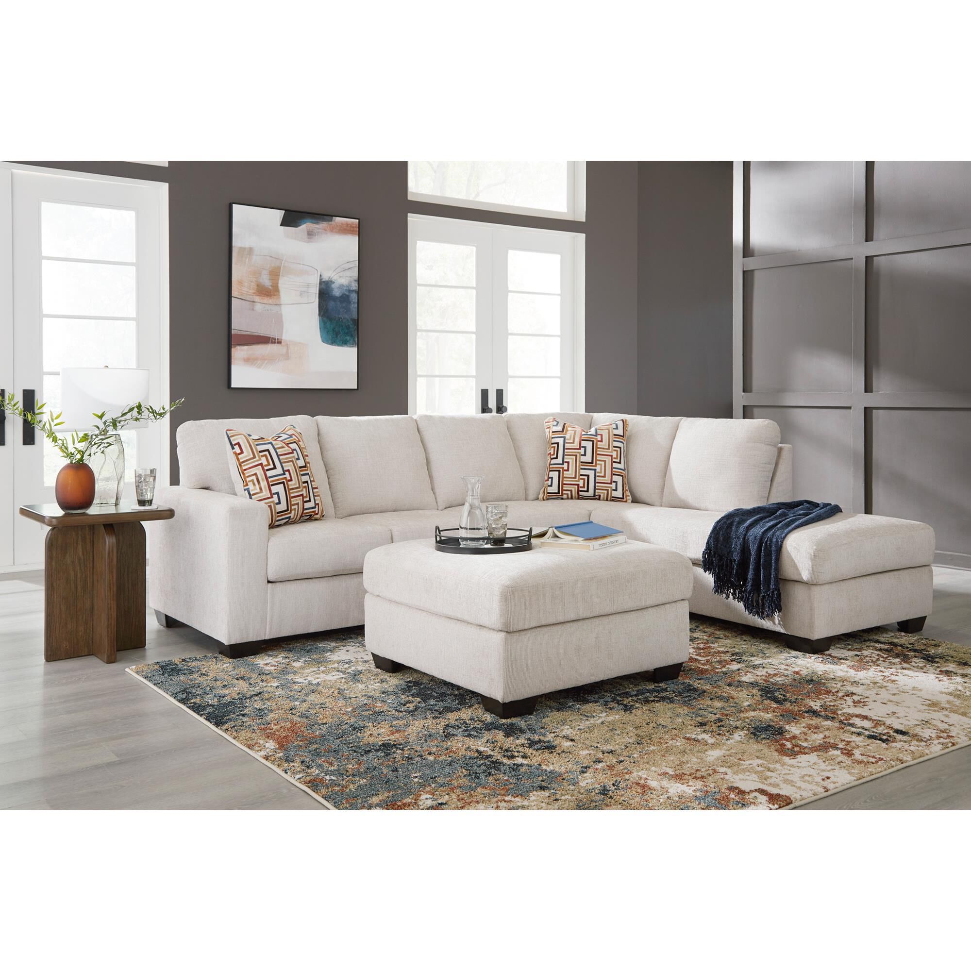 Ashley Aviemore 2-Piece Sectional with Right-Facing Chaise in Stone