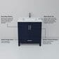 Lexora Home Jacques 30" Single Bathroom Vanity in Navy Blue with 2 cm White Quartz Top and Rectangular Sink, , large