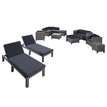 Noble House Puerta 13-Piece Patio Chat Set in Gray, , large