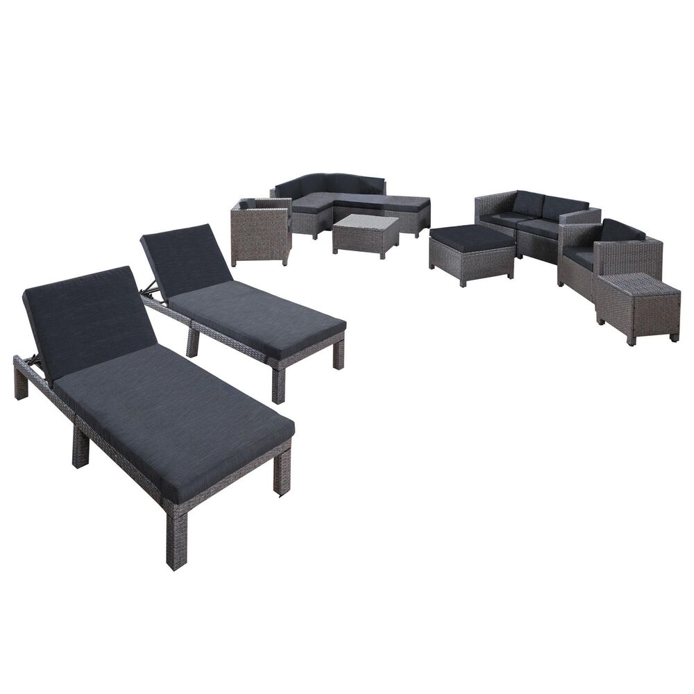 Noble House Puerta 13-Piece Patio Chat Set in Gray, , large