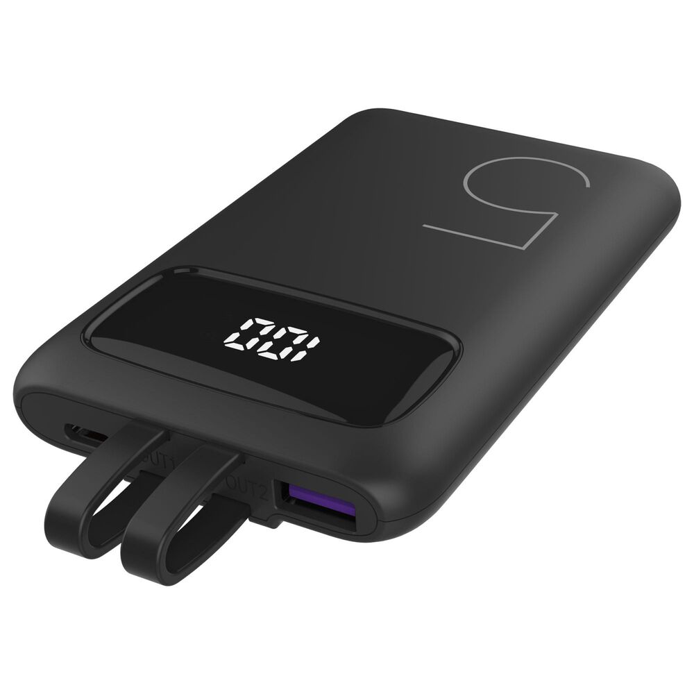 POM Gear 5,000Mah Portable Battery with Built-In Type C and Lighting Cables in Black, , large