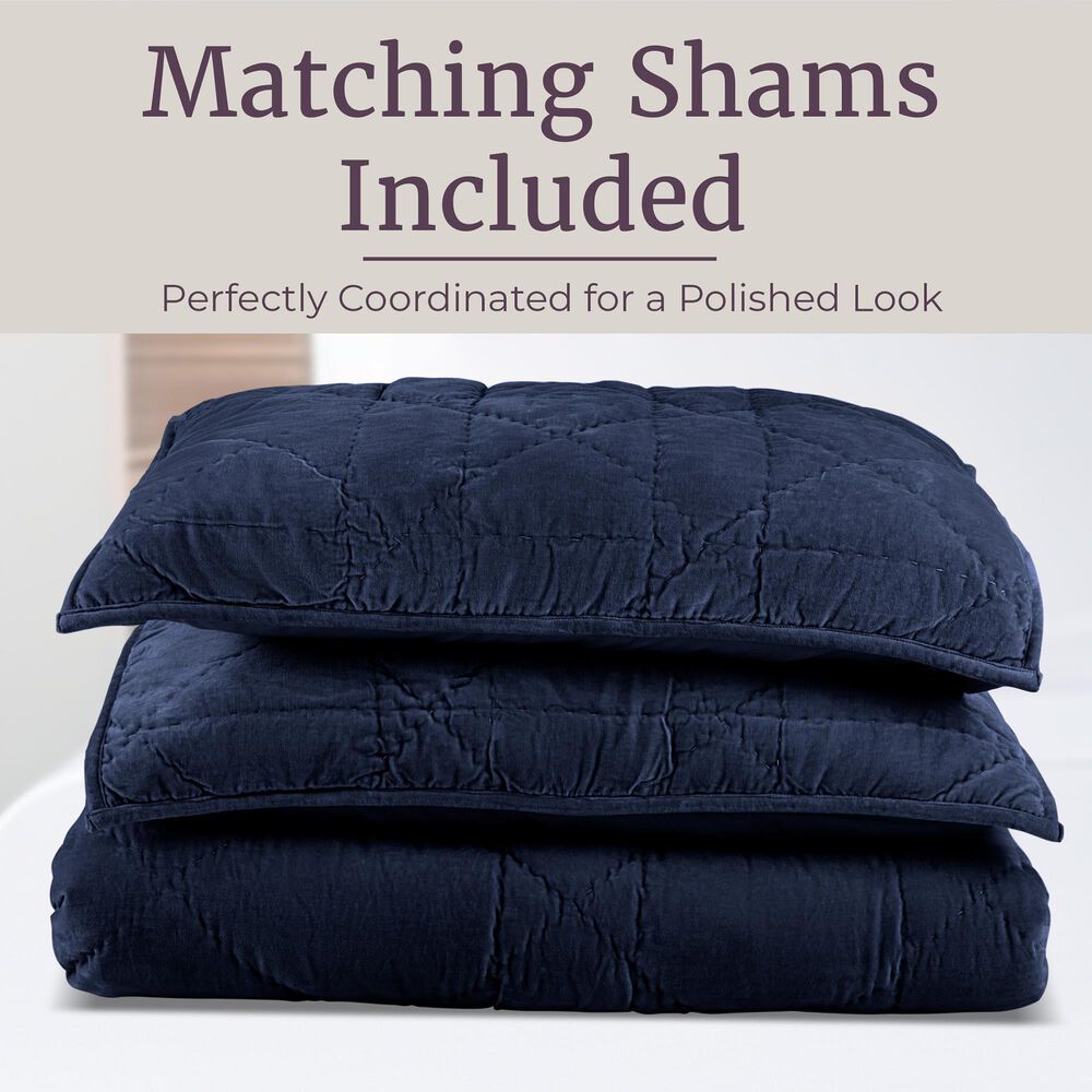 Timberlake 3-Piece Velvet King Quilt Set in Navy, , large