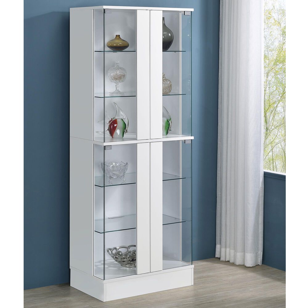 Pacific Landing Cabra Display Case Curio Cabinet in White High Gloss and Clear, , large