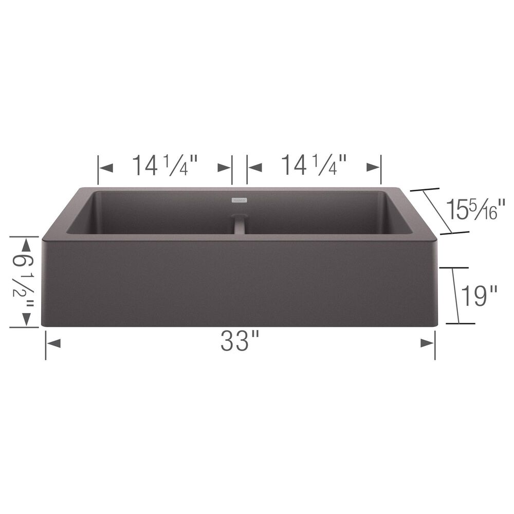 Blanco Vintera 33&quot; Equal Double Apron Farmhouse Sink in Cinder, , large