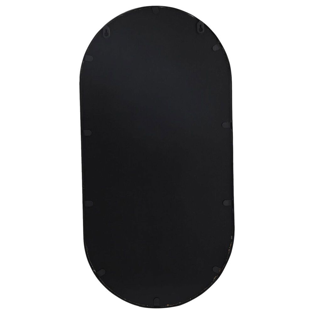 Maple and Jade Metal Oval Wall Mirror with 1 Shelf in Matte Black, , large